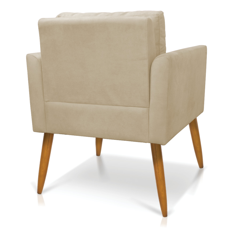 Kit 2 Poltronas Aline Suede Pés Palito Castanho - D'Rossi