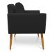 Kit 2 Poltronas Aline Suede Preto Pés Palito Castanho - D'Rossi