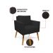 Kit 2 Poltronas Aline Suede Preto Pés Palito Castanho - D'Rossi