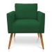 Kit 2 Poltronas Aline Suede Verde Pés Palito Castanho - D'Rossi