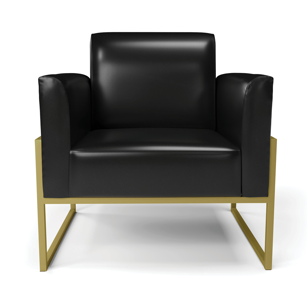 Kit 2 Poltronas Base Industrial Alta Dourado Marisa Corano Preto D03 - D'Rossi