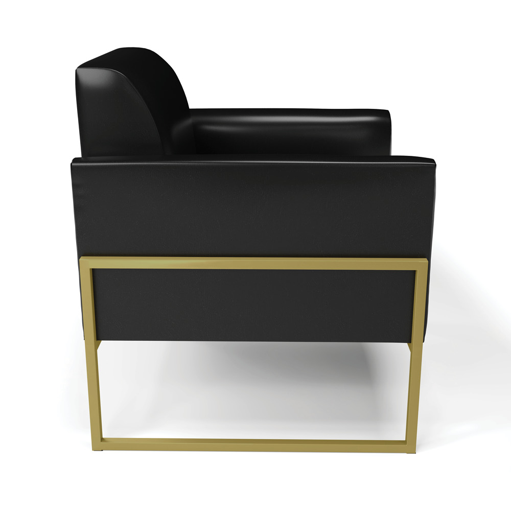 Kit 2 Poltronas Base Industrial Alta Dourado Marisa Corano Preto D03 - D'Rossi