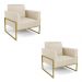 Kit 2 Poltronas Base Industrial Alta Dourado Marisa Corino Bege D03 - D'Rossi
