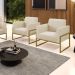 Kit 2 Poltronas Base Industrial Alta Dourado Marisa Corino Bege D03 - D'Rossi
