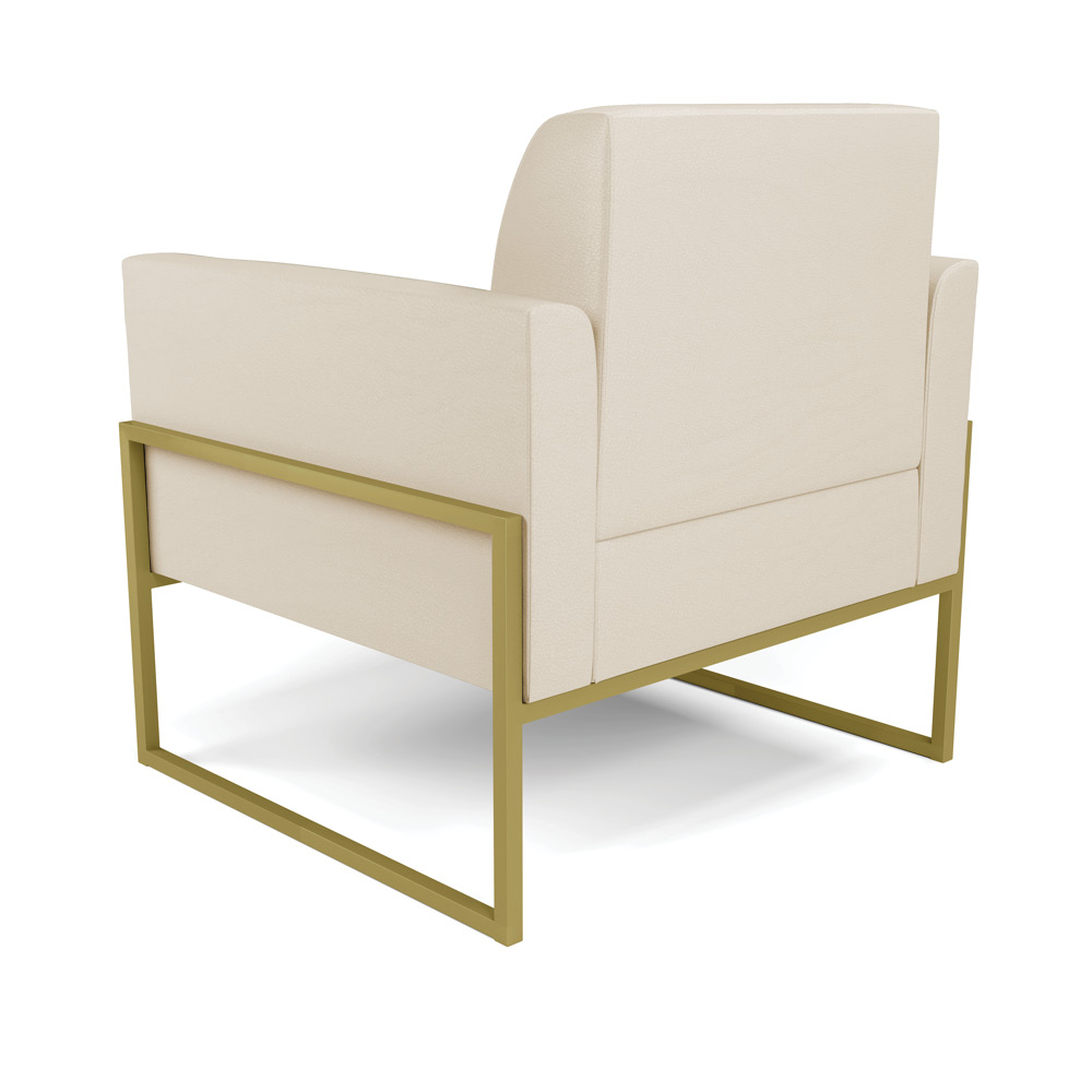 Kit 2 Poltronas Base Industrial Alta Dourado Marisa Corino Bege D03 - D'Rossi
