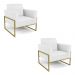 Kit 2 Poltronas Base Industrial Alta Dourado Marisa Corino Branco D03 - D'Rossi