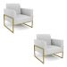 Kit 2 Poltronas Base Industrial Alta Dourado Marisa Linho Cinza A05 D03 - D'Rossi