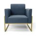Kit 2 Poltronas Base Industrial Alta Dourado Marisa Suede Azul Marinho D03 - D'Rossi