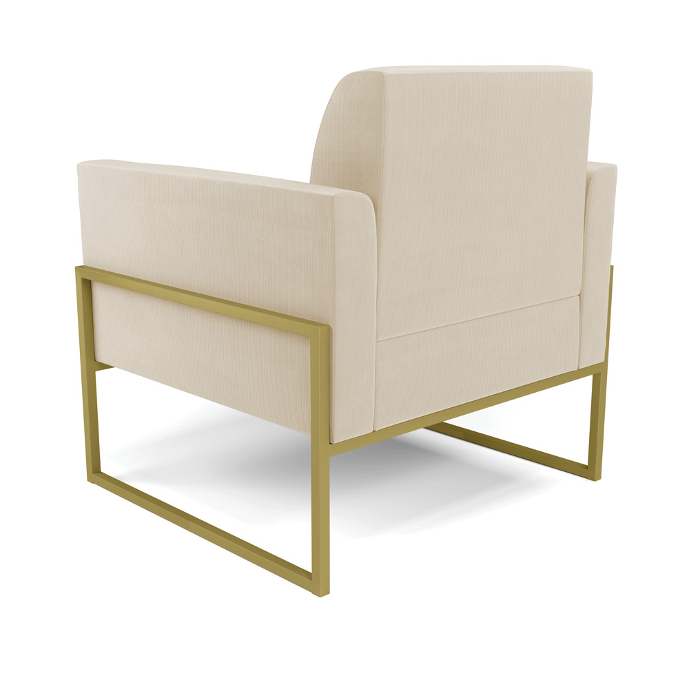 Kit 2 Poltronas Base Industrial Alta Dourado Marisa Suede Bege D03 - D'Rossi