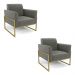 Kit 2 Poltronas Base Industrial Alta Dourado Marisa Suede Grafite D03 - D'Rossi