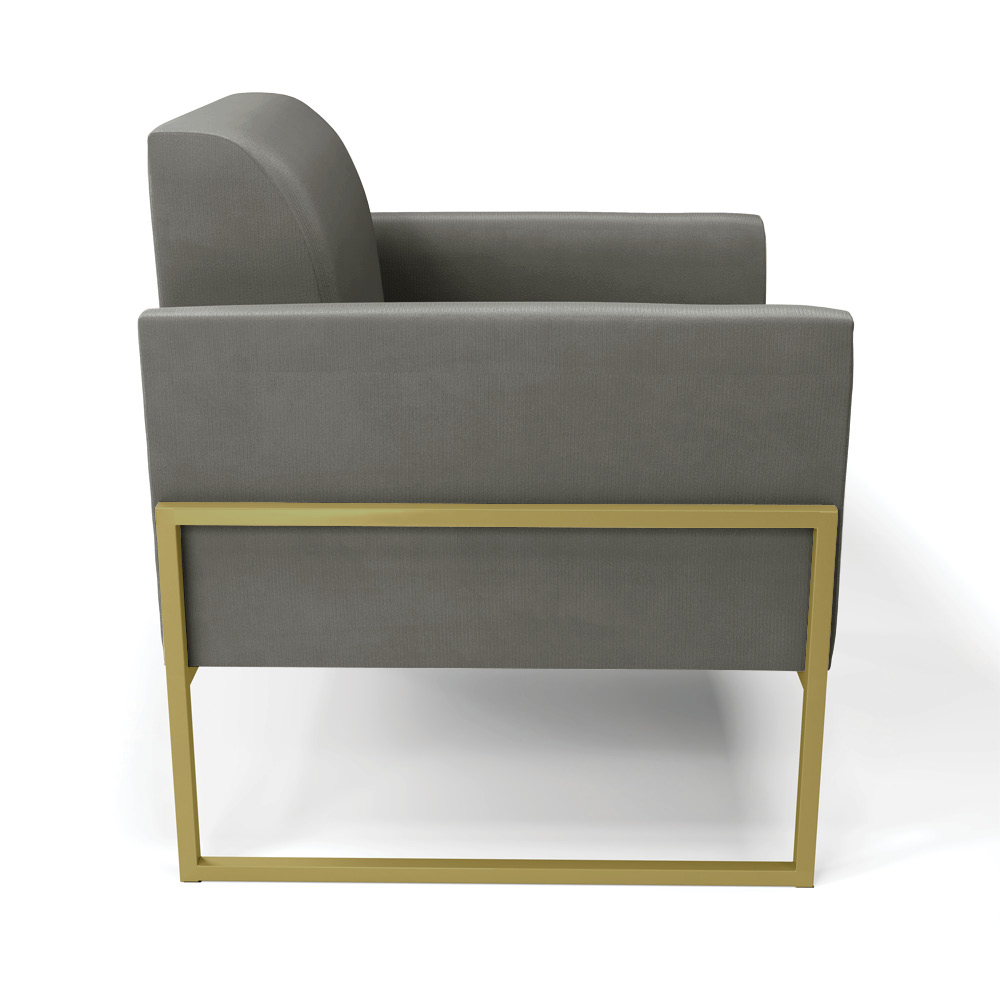 Kit 2 Poltronas Base Industrial Alta Dourado Marisa Suede Grafite D03 - D'Rossi
