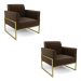Kit 2 Poltronas Base Industrial Alta Dourado Marisa Suede Marrom D03 - D'Rossi