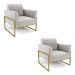 Kit 2 Poltronas Base Industrial Alta Dourado Marisa Veludo Cinza D03 - D'Rossi