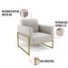 Kit 2 Poltronas Base Industrial Alta Dourado Marisa Veludo Cinza D03 - D'Rossi