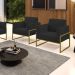 Kit 2 Poltronas Base Industrial Alta Dourado Marisa Veludo Preto D03 - D'Rossi