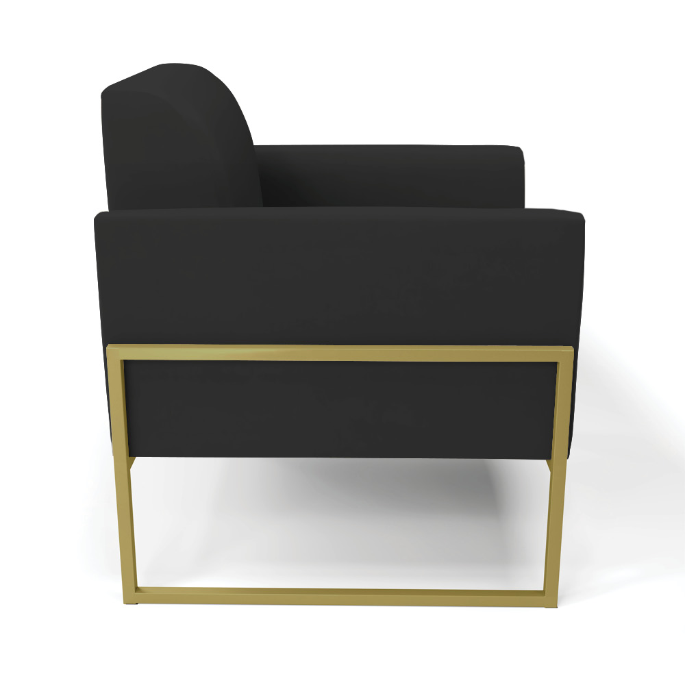 Kit 2 Poltronas Base Industrial Alta Dourado Marisa Veludo Preto D03 - D'Rossi