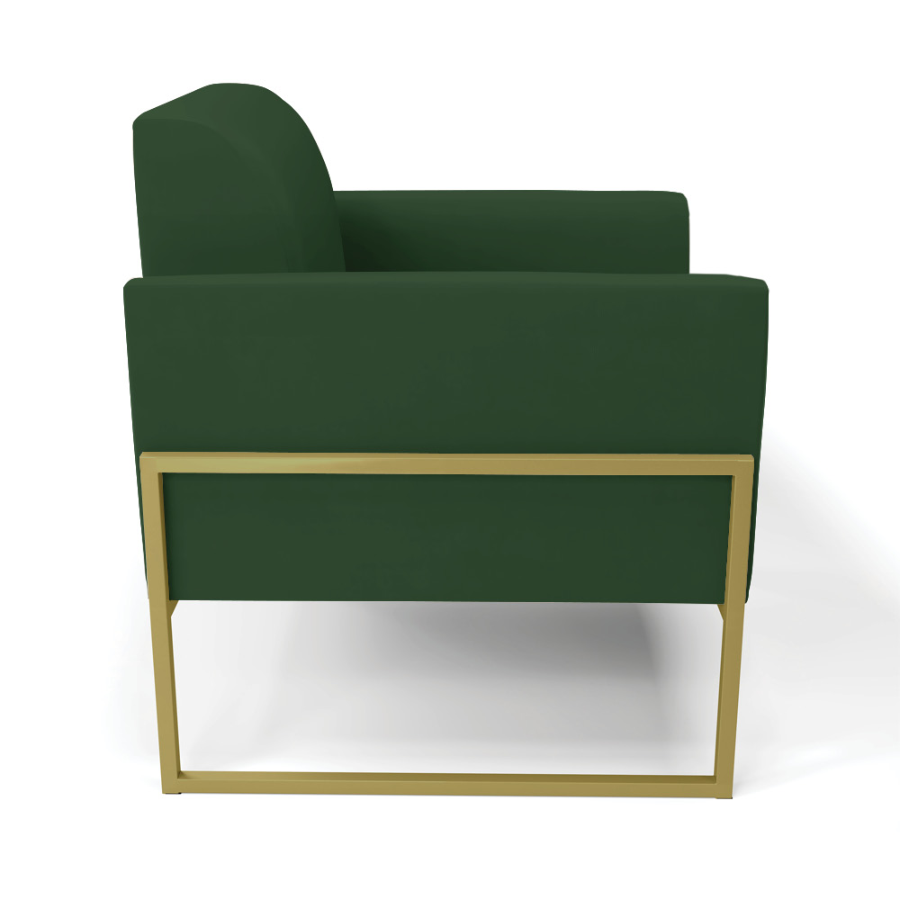 Kit 2 Poltronas Base Industrial Alta Dourado Marisa Veludo Verde D03 - D'Rossi