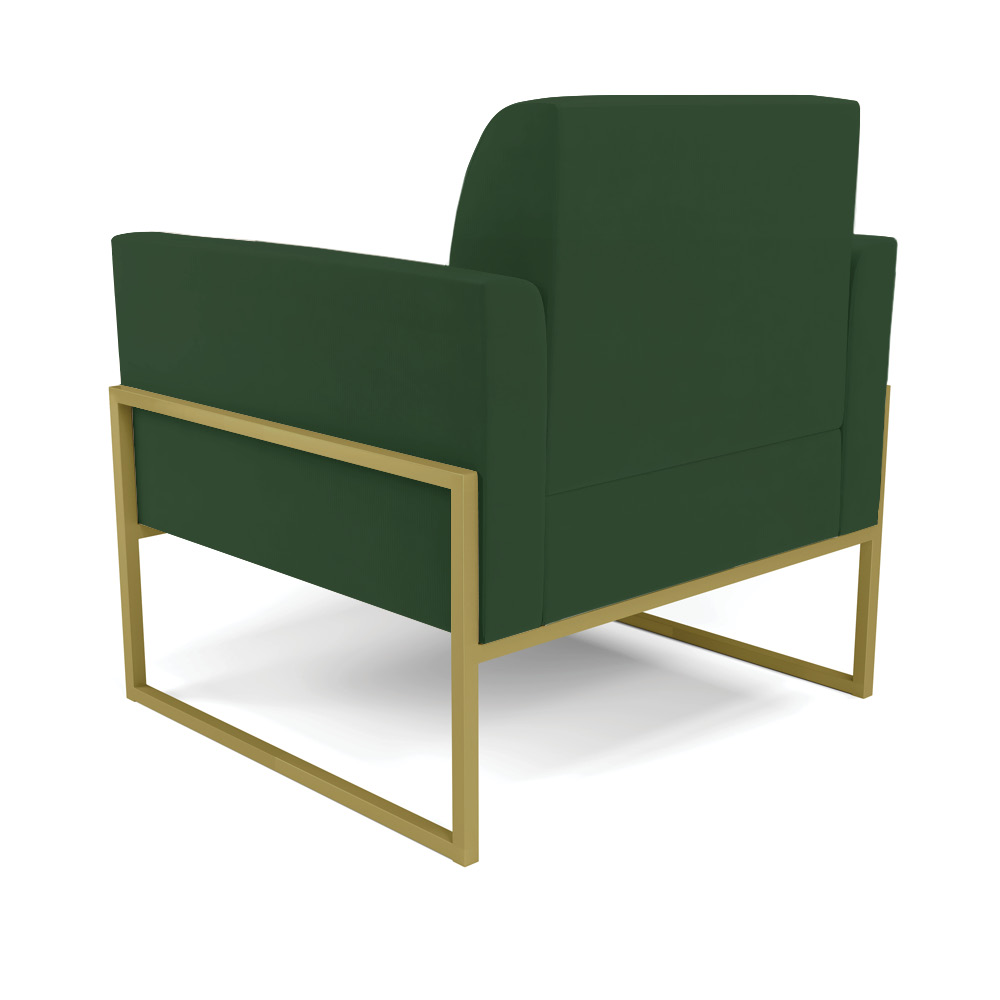 Kit 2 Poltronas Base Industrial Alta Dourado Marisa Veludo Verde D03 - D'Rossi