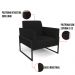 Kit 2 Poltronas Base Industrial Alta Preto Marisa Linho Preto A79 D03 - D'Rossi