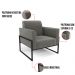 Kit 2 Poltronas Base Industrial Alta Preto Marisa Suede Grafite D03 - D'Rossi