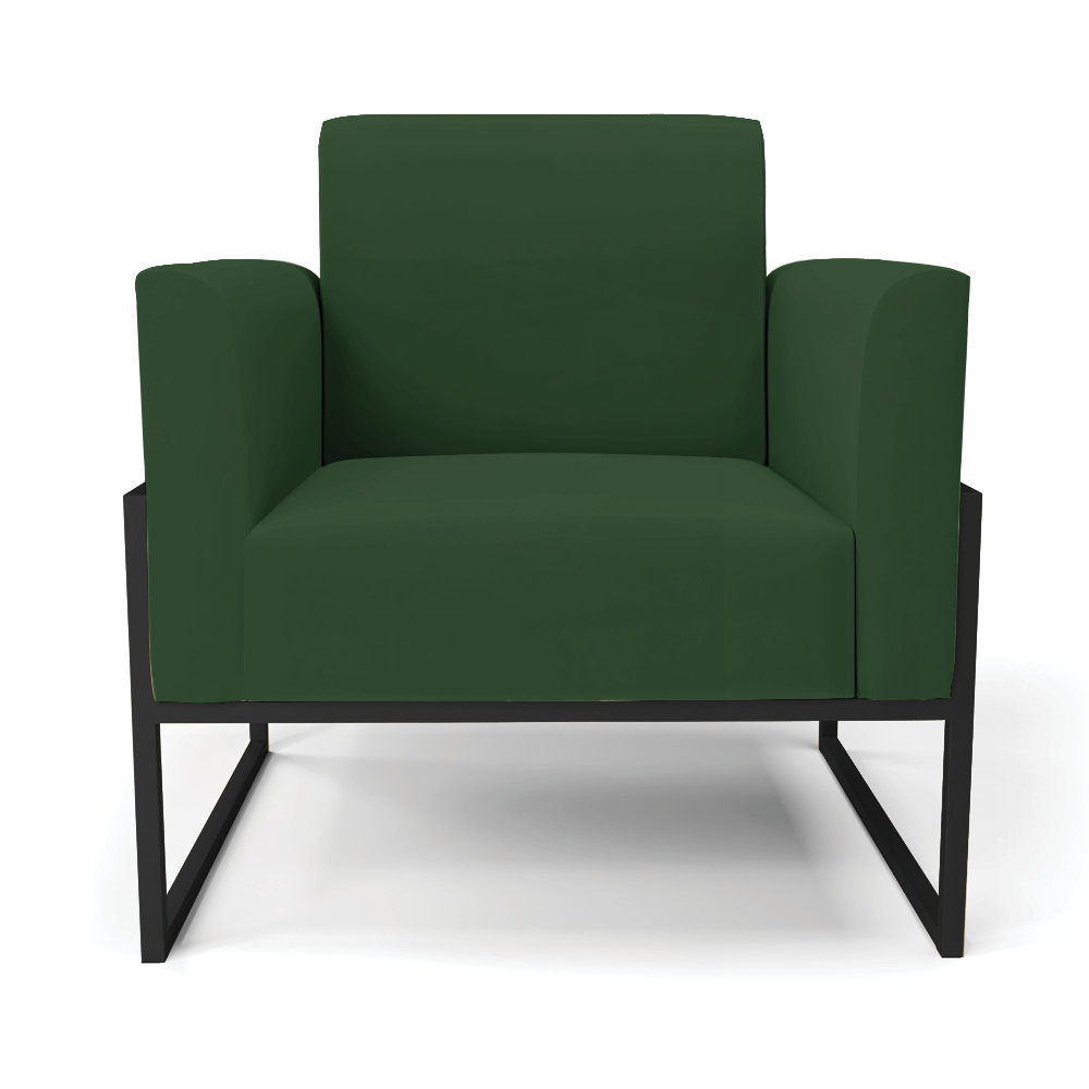 Kit 2 Poltronas Base Industrial Alta Preto Marisa Veludo Verde D03 - D'Rossi