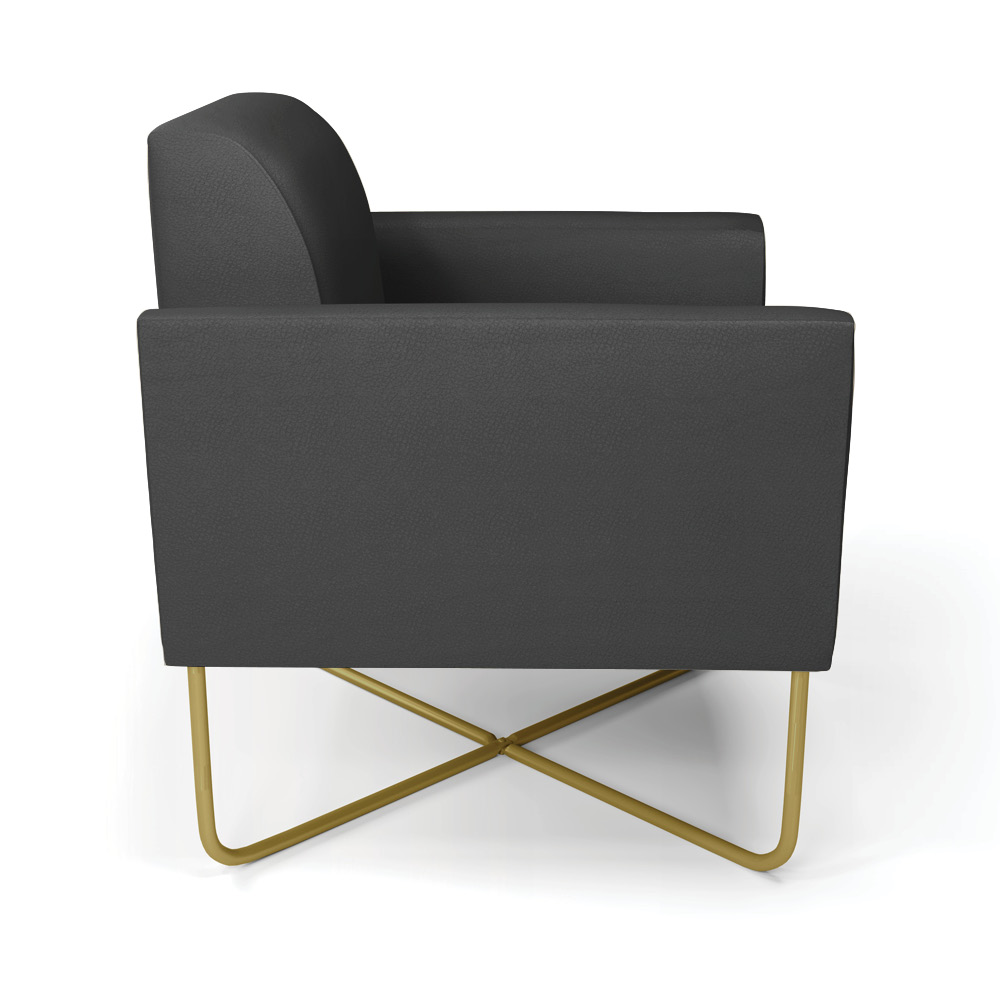 Kit 2 Poltronas Base X Industrial Dourado Marisa Corino Preto  D03 - D'Rossi