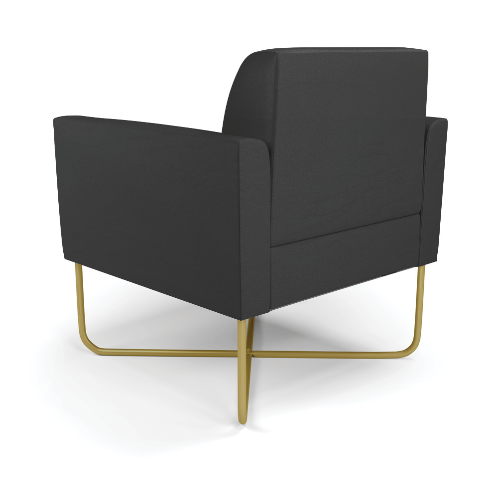 Kit 2 Poltronas Base X Industrial Dourado Marisa Corino Preto  D03 - D'Rossi