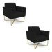 Kit 2 Poltronas Base X Industrial Dourado Marisa Linho Preto A79  D03 - D'Rossi
