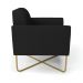 Kit 2 Poltronas Base X Industrial Dourado Marisa Linho Preto A79  D03 - D'Rossi