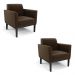 Kit 2 Poltronas Base de Madeira Fixa Preto Marisa Suede Marrom  D03 - D'Rossi