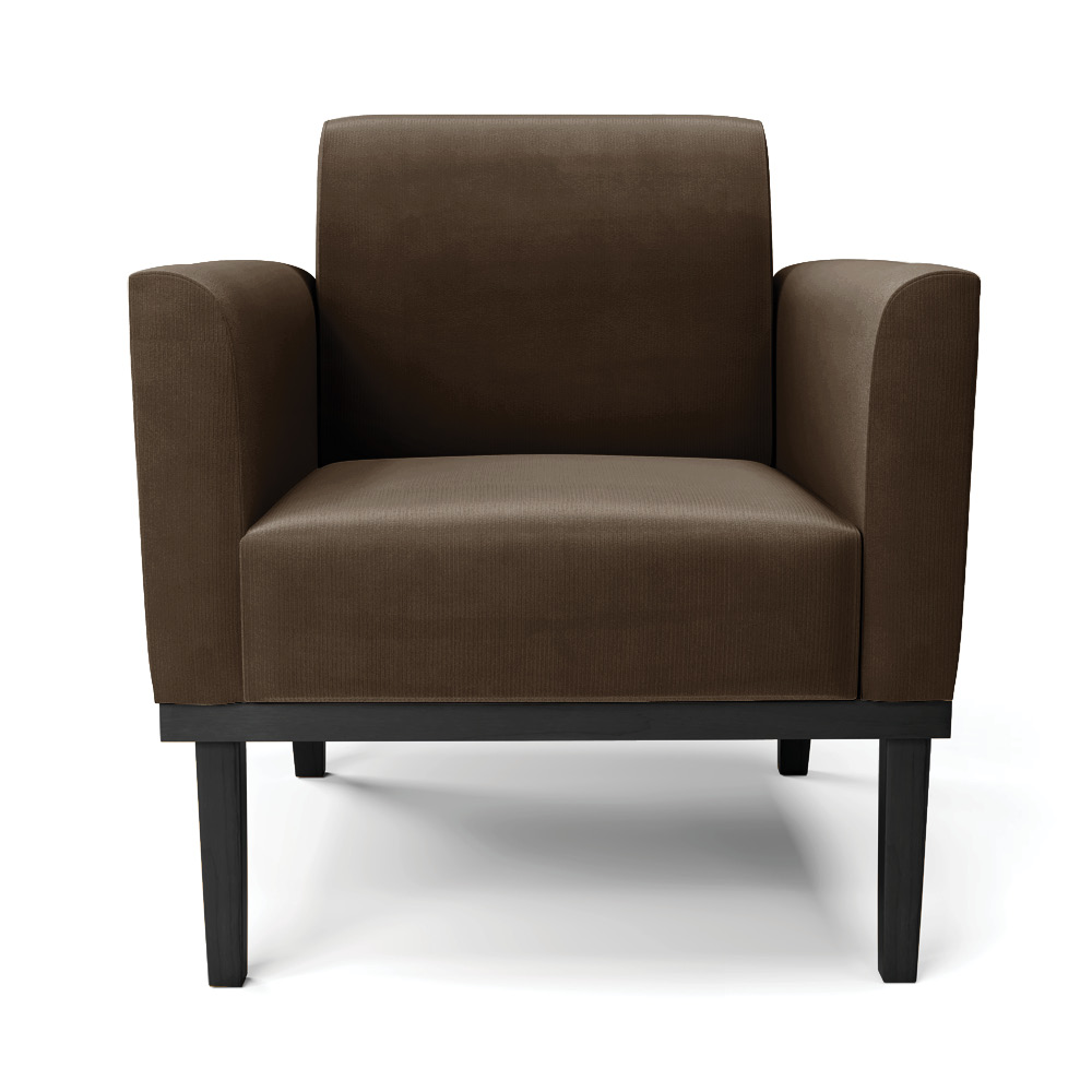 Kit 2 Poltronas Base de Madeira Fixa Preto Marisa Suede Marrom  D03 - D'Rossi