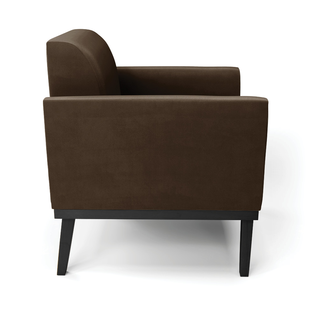 Kit 2 Poltronas Base de Madeira Fixa Preto Marisa Suede Marrom  D03 - D'Rossi