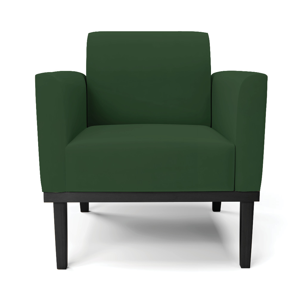 Kit 2 Poltronas Base de Madeira Fixa Preto Marisa Veludo Verde D03 - D'Rossi