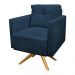 Kit 2 Poltronas Giratória Luisa Suede Azul Marinho Base de Madeira MA30 - D'Rossi