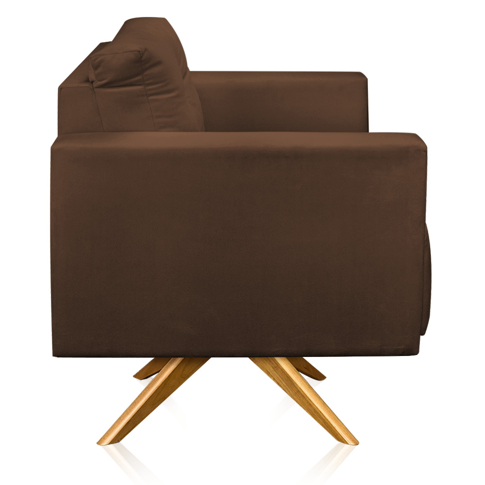 Kit 2 Poltronas Giratória Luisa Suede Marrom Base de Madeira MA30 - D'Rossi