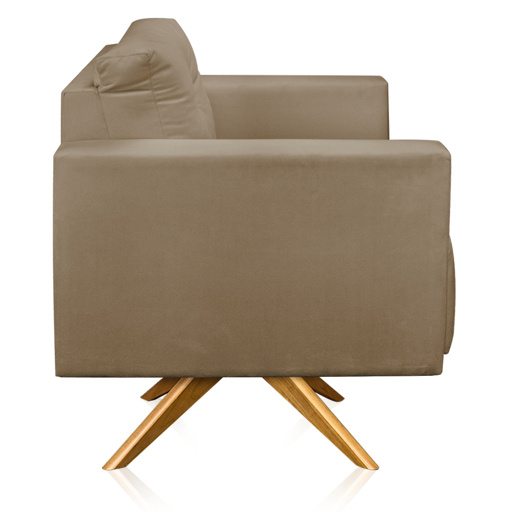 Kit 2 Poltronas Giratória Luisa Suede Marrom Rato Base de Madeira MA30 - D'Rossi