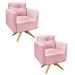 Kit 2 Poltronas Giratória Luisa Suede Rosa Bebê Base de Madeira MA30 - D'Rossi