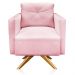 Kit 2 Poltronas Giratória Luisa Suede Rosa Bebê Base de Madeira MA30 - D'Rossi