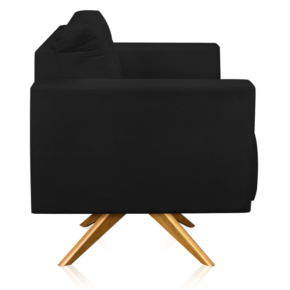 Kit 2 Poltronas Giratória Luisa Veludo Preto Base de Madeira MA30 - D'Rossi