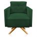 Kit 2 Poltronas Giratória Luisa Veludo Verde Base de Madeira MA30 - D'Rossi