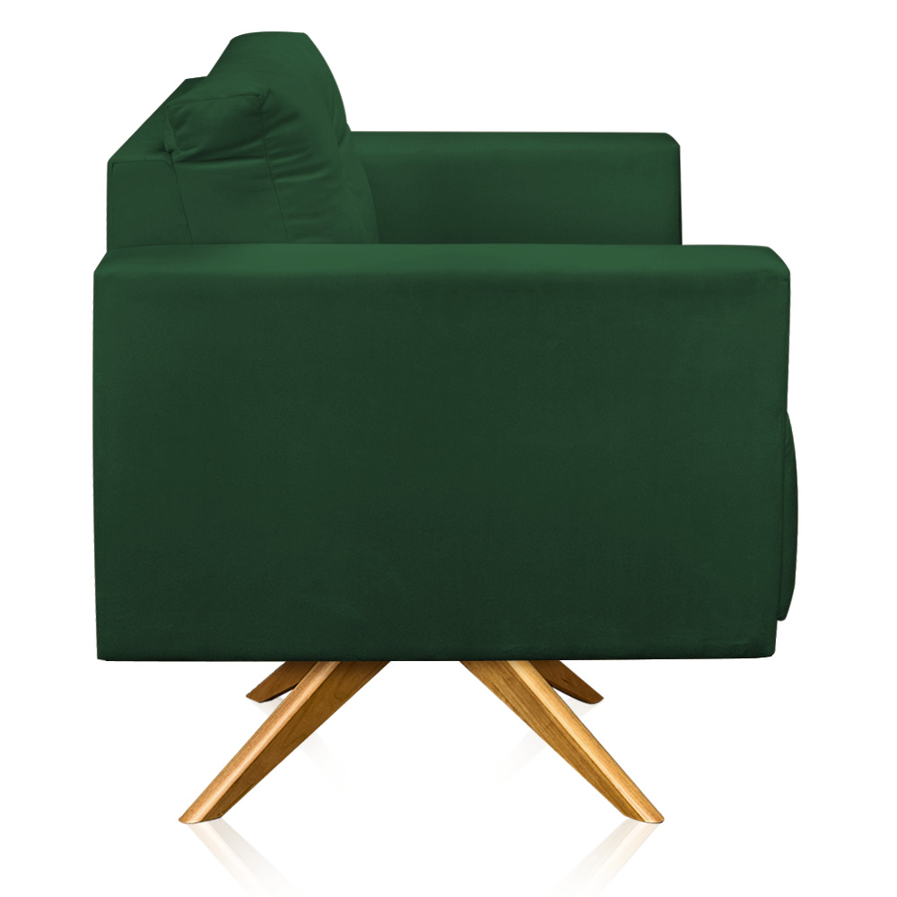 Kit 2 Poltronas Giratória Luisa Veludo Verde Base de Madeira MA30 - D'Rossi