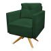 Kit 2 Poltronas Giratória Luisa Veludo Verde Base de Madeira MA30 - D'Rossi