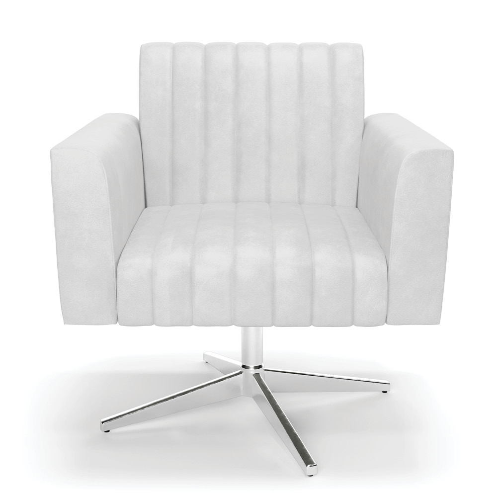 Kit 2 Poltronas Giratória Viena Gomada Corano Branco Base Cromada - D'Rossi
