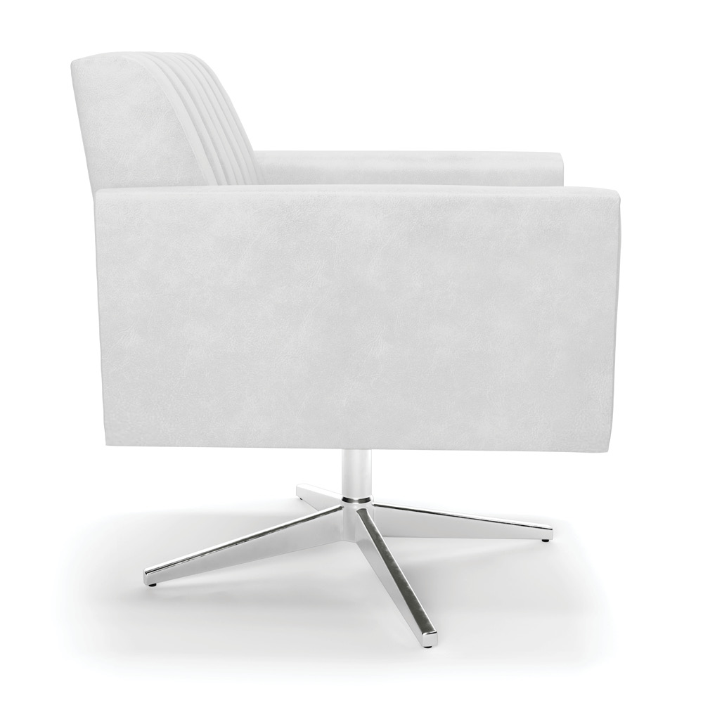 Kit 2 Poltronas Giratória Viena Gomada Corano Branco Base Cromada - D'Rossi