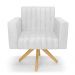 Kit 2 Poltronas Giratória Viena Gomada Corano Branco Base de Madeira MA30 - D'Rossi