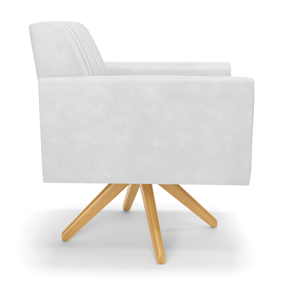 Kit 2 Poltronas Giratória Viena Gomada Corano Branco Base de Madeira MA30 - D'Rossi