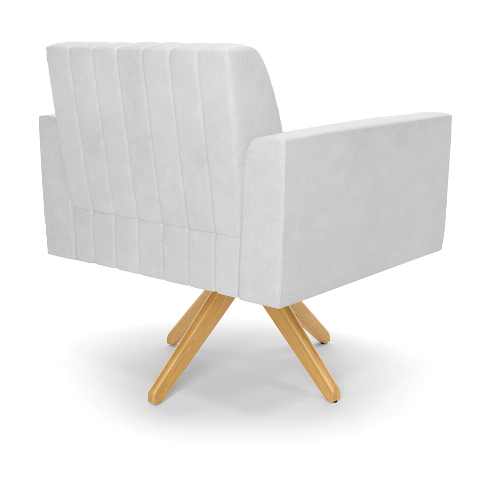 Kit 2 Poltronas Giratória Viena Gomada Corano Branco Base de Madeira MA30 - D'Rossi