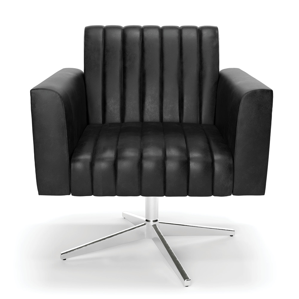 Kit 2 Poltronas Giratória Viena Gomada Corano Preto Base Cromada - D'Rossi