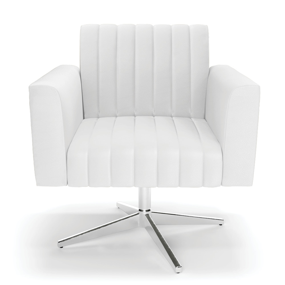 Kit 2 Poltronas Giratória Viena Gomada Corino Branco Base Cromada - D'Rossi