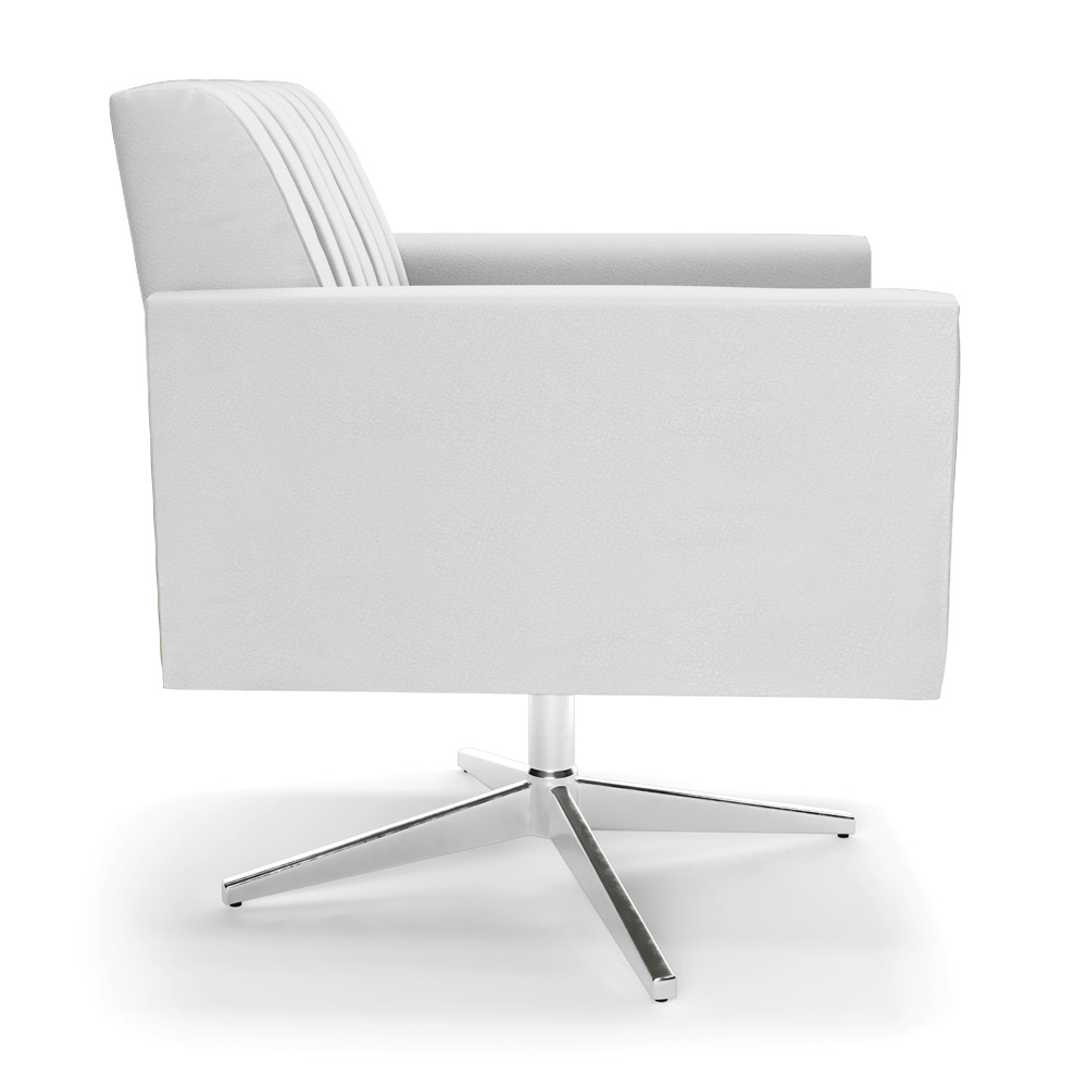 Kit 2 Poltronas Giratória Viena Gomada Corino Branco Base Cromada - D'Rossi